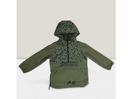 Detská softshell bunda - anorak leopard khaki (Veľkosť 80)