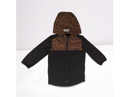 Detská softshell bunda never give up - leopard brown/black (Veľkosť 86)