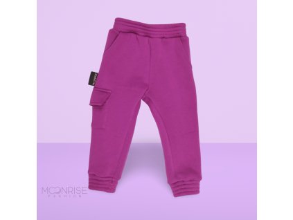 Zateplené tepláky - pocket cyklamen (Veľkosť 80)