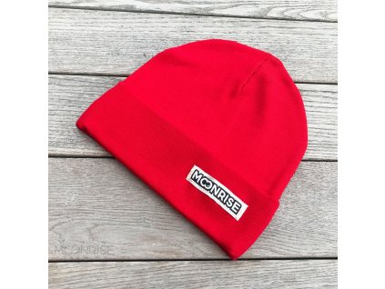 Rebrovaná čiapka organic - red (Veľkosť 1- obvod hlavičky cca. 40-44 cm)