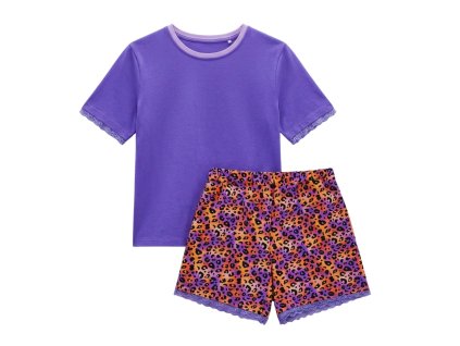 Dievčenské bavlnené pyžamo so šortkami leopard