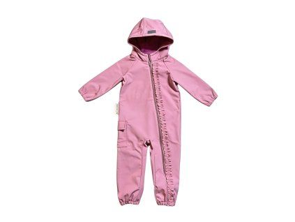 Detský softshellový overal s volánikom prechodný – LIGHT PINK