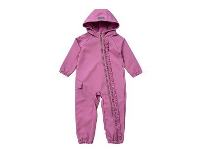 Detský softshellový overal s volánikom prechodný – pink