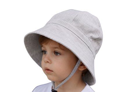 Detský ľanový klobúk light grey