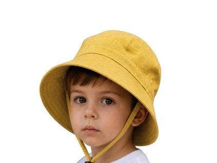 Detský ľanový klobúk mustard