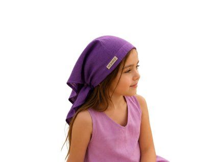 Detská ľanová šatka na hlavu – fuchsia
