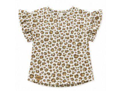 muselin tricko s volanom leopard