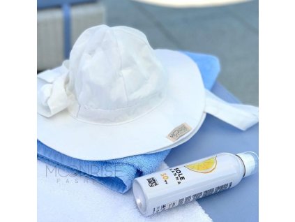 Detský klobúk s mašľou white (Veľkosť 1-obvod hlavičky cca. 47cm a menej)
