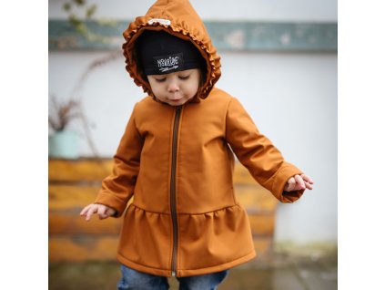 Detská softshell bunda s volánmi - caramel (Veľkosť 80)