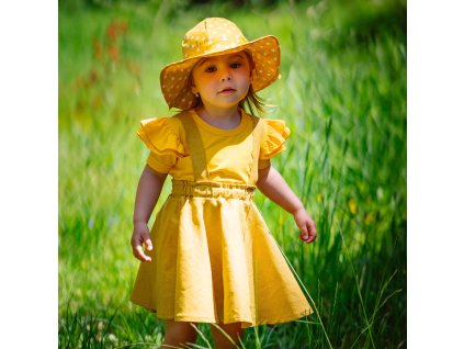 Ľanová sukňa s trákmi - mustard (Veľkosť 80)