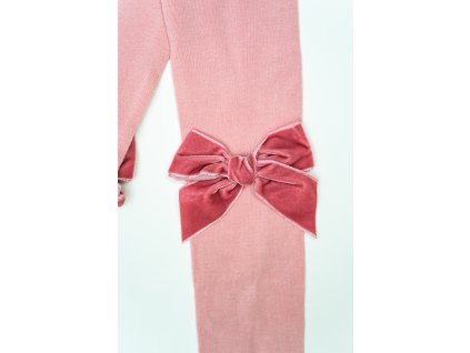 Detské pančuchy so semišovou mašličkou - pink (Veľkosť 1048)