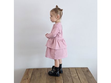 Šaty s volánom ORGANIC - pink (Veľkosť 80)