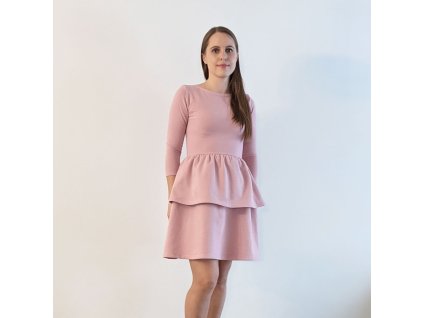 Dámske šaty s volánom ORGANIC - pink (Veľkosť S)