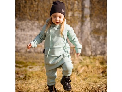 Detská oversize mikina - pocket - mint zateplená (Veľkosť 80)