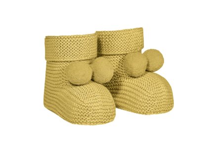 vyr 1222pletene bavlnene topanocky s brmbolcami mustard