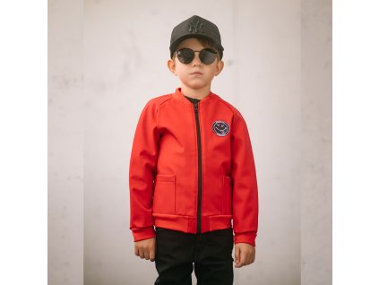 Detská softshell bomber bunda - red smiley (Veľkosť 122)