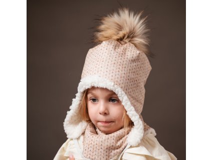 Ušianka - knitted beige (Veľkosť 3- obvod hlavičky - od 44-45 cm)