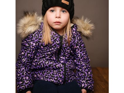 Detská zimná bunda - leopard violet (Veľkosť 122)