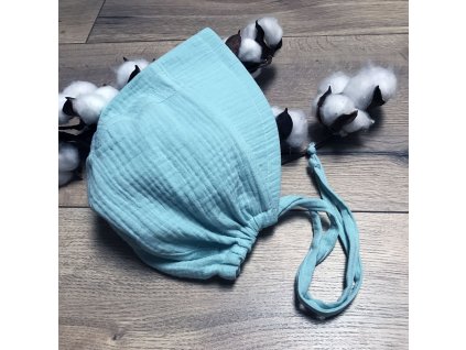 Mušelínový čepiec - turquoise  (Veľkosť 1044)