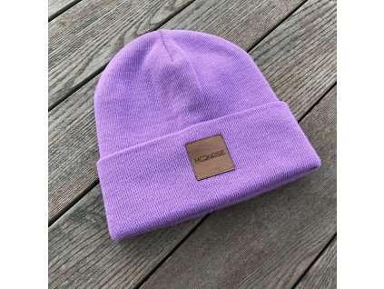 Dvojitá čiapka s lemom - UNI lila (Veľkosť M - obvod hlavy od 52cm)