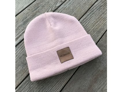 Dvojitá čiapka s lemom - UNI púdrovo ružová (Veľkosť M - obvod hlavy od 52cm)