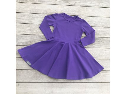Šaty - purple organic dlhý rukáv (Veľkosť 80)