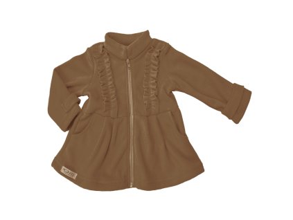 Detský fleecový kabátik s volánikmi - taupe (Veľkosť 140   (+3,00 EUR (76,12 CZK) s DPH))