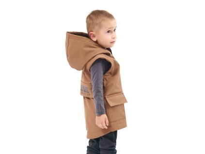 Detská softshell vesta never give up - cappuccino (Veľkosť 170   (+5,00 EUR (126,04 CZK) s DPH))