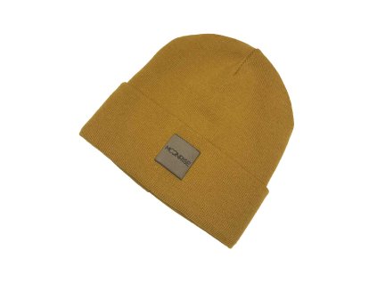 Dvojitá čiapka s lemom - UNI horčicová (Veľkosť M - obvod hlavy od 52cm)