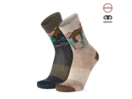 Merino ponožky BESKYD CAMEL (Barva Zelená, Velikost S)