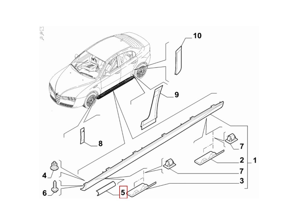 Alfa Romeo 159 Schutzaufkleber links (für Einstiegsleisten 926