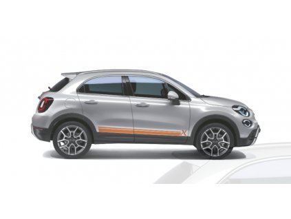 Fiat 500X Boční samolepka X dva pruhy oranžová