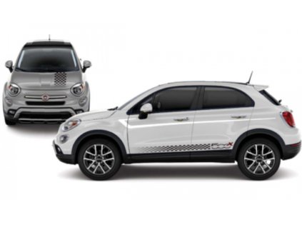 Fiat 500X Boční samolepka závodní šachovnice s oranžovým X