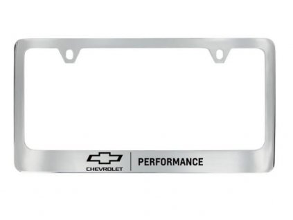 Chevrolet Chrome Baron &amp; Baron® License Plate Frame with Black Bowtie Logo and Performance Script
