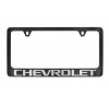 Cadrul plăcuței de înmatriculare Chevrolet de la Baron &amp; Baron® în negru, cu inscripții Chevrolet cromate