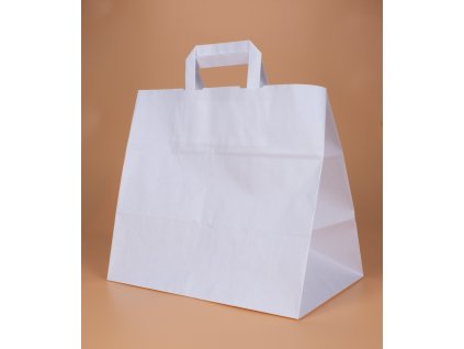 Papírová taška Gastro na menu boxy s plochým uchem bílá 320x200x280mm MoraPrint možnost vlastního potisku (1)