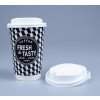 Papírové kelímky na kávu s víčkem dvoustěnné termo Fresh Tasty 370ml MoraCup 2