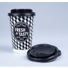 Papírové kelímky na kávu s víčkem dvoustěnné termo Fresh Tasty 370ml MoraCup