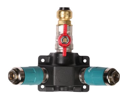 21074 rozdelovacia krabica s 2 bezp rychlospojkami a gulovym ventilom 15 mm