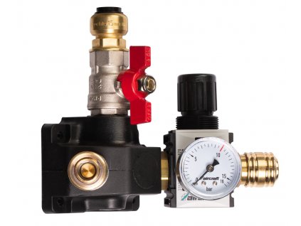 21089 rozdelovaci krabice se 2 rychlospojkami ventilem regulatorem 22 mm