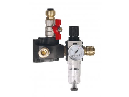 21101 rozdelovaci krabice se 2 rychlospojkami ventilem regulatorem s filtrem 15 mm
