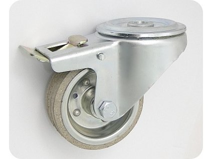 Gumové koleso 80/26 mm, šedá/oceľ, otočná vidlica s otvorom+brzda