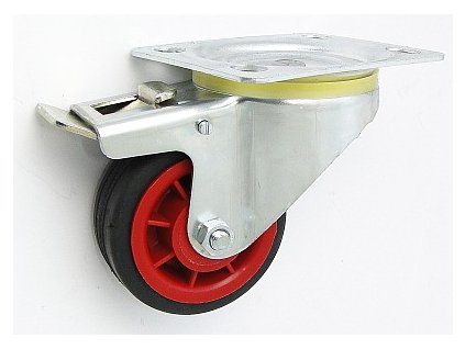 Gumové koleso 80/26 mm, čierna/plast, otočná vidlica s doskou+brzda