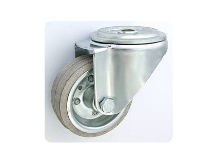 Gumové koleso 80/26 mm, šedá/oceľ, otočná vidlica s otvorom