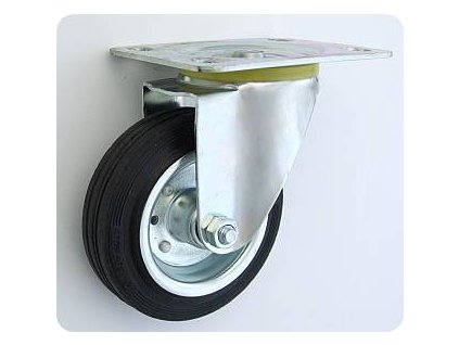 Gumové koleso 100/19 mm, čierna/oceľ, otočná vidlica s doskou