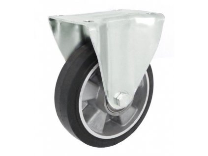 Gumové koleso 160/40 mm, čierna/hliník, pevná vidlica s doskou