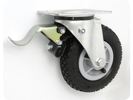 Pneumatické koleso čierne 175/40 mm, otočná vidlica s doskou+brzda