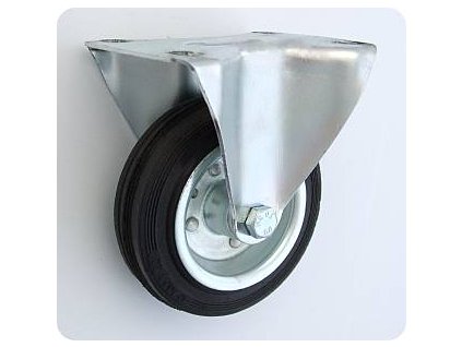 Gumové koleso 100/19 mm, čierna/oceľ, pevná vidlica s doskou