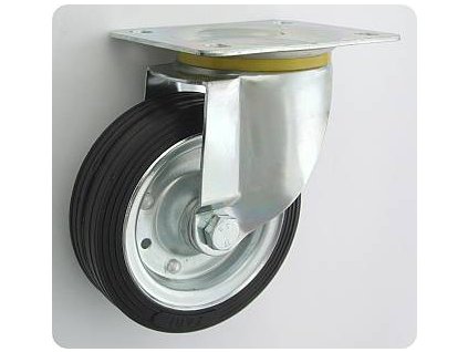 Gumové koleso 140/32 mm, čierna/oceľ, otočná vidlica s doskou
