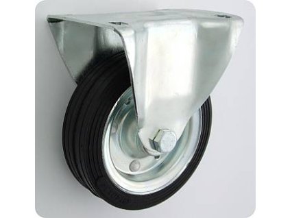 Gumové koleso 140/32 mm, čierna/oceľ, pevná vidlica s doskou